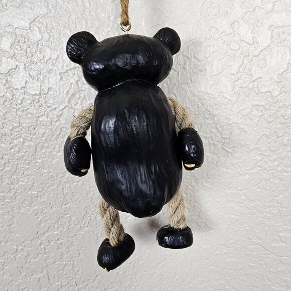 Vintage Bert Anderson Christmas Bear Ornament 2002 Dangling Folk‎ Art Jute Rope - Picture 6 of 16
